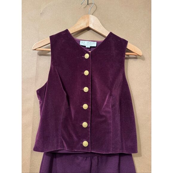 Vintage St. John Velvet & Knit Vest & Skirt Set - Picture 3 of 9